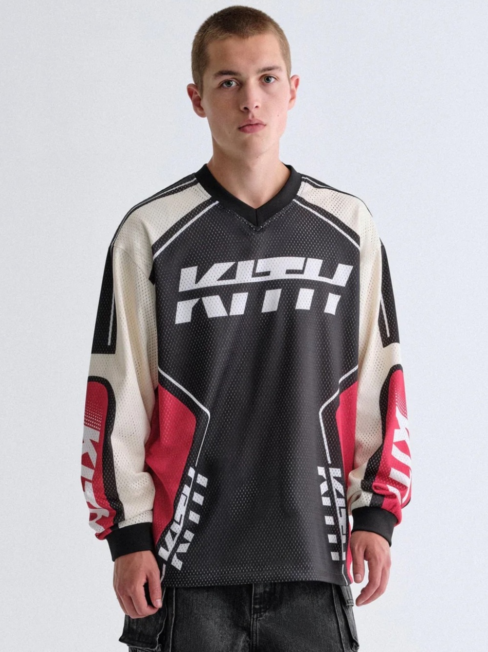 Kith Black White Red Mesh Sports Jersey